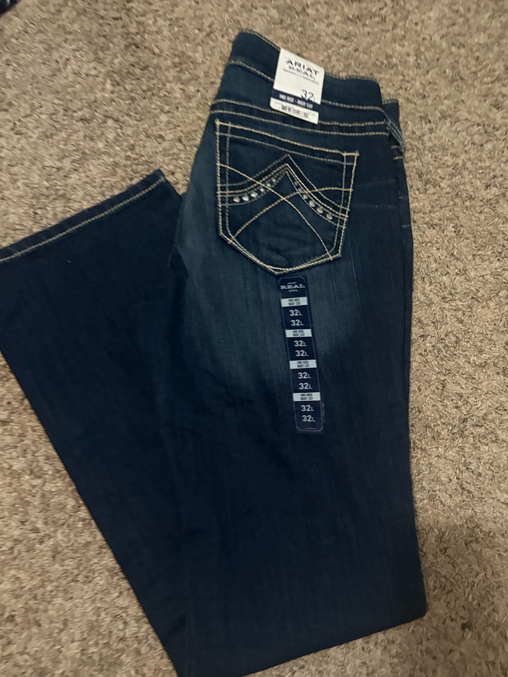 Ariat Women's Dark Blue Bootcut Jeans with Contrast Stitching